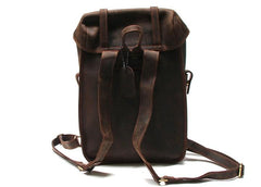 Vintage Coffee Leather Mens Backpack Travel Backpacks Laptop Backpack for men