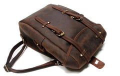 Vintage Coffee Leather Mens Backpack Travel Backpacks Laptop Backpack for men
