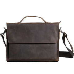 Vintage Coffee Leather Mens Briefcases Work Bag Laptop Bag Business Bag for Men - imessengerbags