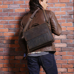 Vintage Coffee Leather Mens Briefcases Work Bag Laptop Bag Business Bag for Men - imessengerbags