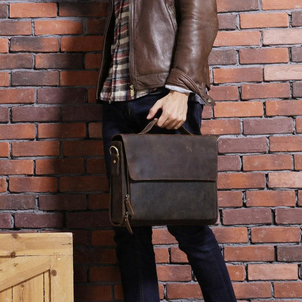 Vintage Coffee Leather Mens Briefcases Work Bag Laptop Bag Business Bag for Men - imessengerbags