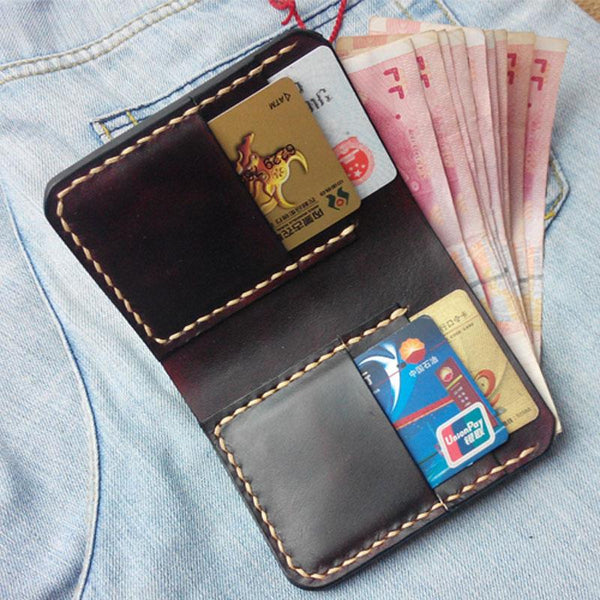 Vintage Coffee Leather Mens Small Wallet Leather Bifold Wallets for Men - imessengerbags