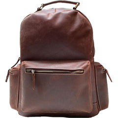 Vintage Coffee Mens Leather Backpack Travel Backpacks Laptop Backpack for men - imessengerbags