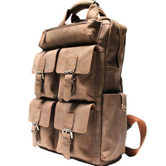 Vintage Coffee Mens Leather Backpacks Travel Backpacks Laptop Backpack for men