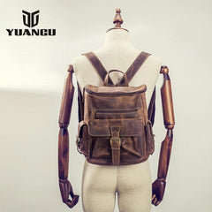 Vintage Cool Leather Mens Backpack Large Travel Bag Hiking Bag for men - imessengerbags