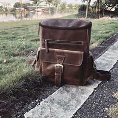 Vintage Cool Leather Mens Backpack Large Travel Bag Hiking Bag for men - imessengerbags