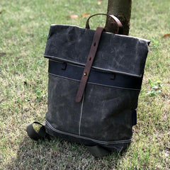 Vintage Cool Mens Waxed Canvas Backpack Canvas Backpack for Men - imessengerbags