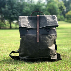 Vintage Cool Mens Waxed Canvas Backpack Canvas Backpack for Men - imessengerbags