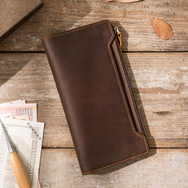 Vintage Cool Mens long Wallet Leather Wallet Long Wallet for Men - imessengerbags