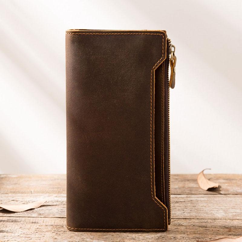 Vintage Cool Mens long Wallet Leather Wallet Long Wallet for Men - imessengerbags