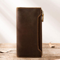 Vintage Cool Mens long Wallet Leather Wallet Long Wallet for Men - imessengerbags