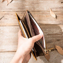 Vintage Cool Mens long Wallet Leather Wallet Long Wallet for Men - imessengerbags