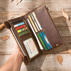 Vintage Cool Mens long Wallet Leather Wallet Long Wallet for Men - imessengerbags