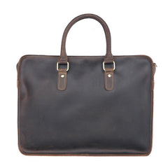 Vintage Dark Brown Leather Mens 14 inches Briefcase Black Work Briefcase Handbags For Men