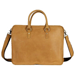 Vintage Dark Brown Leather Mens 14 inches Briefcase Black Work Briefcase Handbags For Men - imessengerbags
