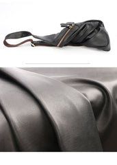 Vintage Dark Brown Leather Mens Chest Bag Black Sling Bag Sling Pack For Men - imessengerbags