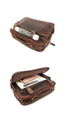 Vintage Dark Brown Mens Leather Briefcase Work Handbag Brown 15'' Computer Briefcase For Men - imessengerbags