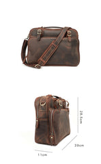Vintage Dark Brown Mens Leather Briefcase Work Handbag Brown 15'' Computer Briefcase For Men - imessengerbags