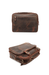 Vintage Dark Brown Mens Leather Briefcase Work Handbag Brown 15'' Computer Briefcase For Men - imessengerbags