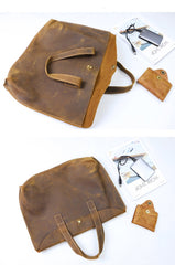 Vintage Dark Brown Mens Leather Briefcase Work Handbag Brown 15'' Computer Briefcases For Men - imessengerbags