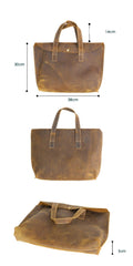 Vintage Dark Brown Mens Leather Briefcase Work Handbag Brown 15'' Computer Briefcases For Men