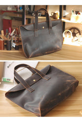 Vintage Dark Brown Mens Leather Briefcase Work Handbag Brown 15'' Computer Briefcases For Men - imessengerbags