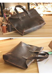 Vintage Dark Brown Mens Leather Briefcase Work Handbag Brown 15'' Computer Briefcases For Men - imessengerbags