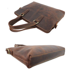 Vintage Dark Brown 14'' Computer Briefcase Mens Leather Briefcase Work Handbags Black For Men - imessengerbags