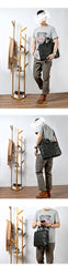 Vintage Coffee Mens Leather Briefcase Work Handbag Black 14'' Laptop Briefcases For Men - imessengerbags
