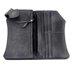 Vintage Gray Leather Men's Biker Chain Wallet Biker Wallet with Chain Long Chain Wallet For Men - imessengerbags