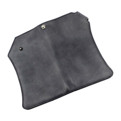 Vintage Gray Leather Men's Biker Chain Wallet Biker Wallet with Chain Long Chain Wallet For Men - imessengerbags