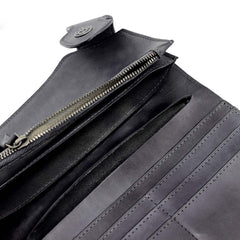 Vintage Gray Leather Men's Biker Chain Wallet Biker Wallet with Chain Long Chain Wallet For Men - imessengerbags