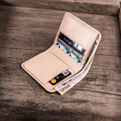 Vintage Handmade Leather Mens Small Wallet Bifold Wallet for Men - imessengerbags