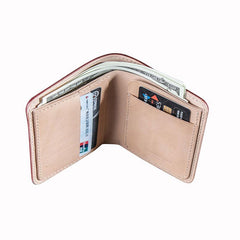 Vintage Handmade Leather Mens Small Wallet Bifold Wallet for Men - imessengerbags