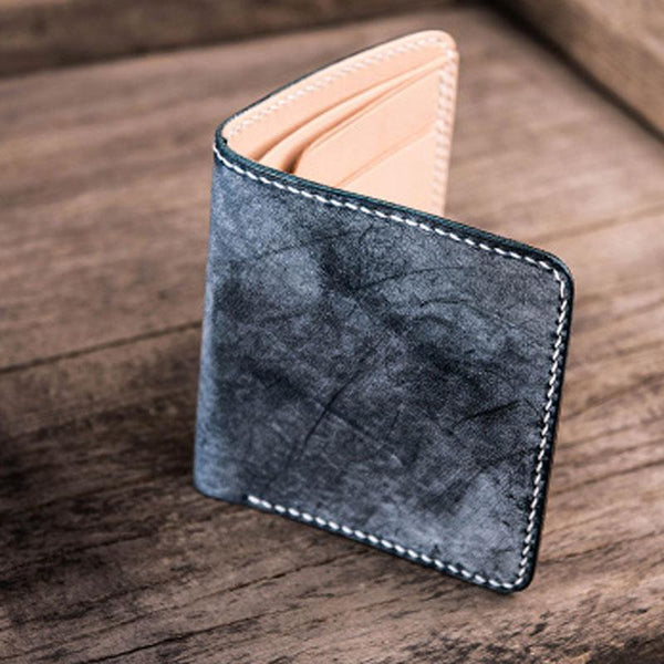 Vintage Handmade Leather Mens Small Wallet Bifold Wallet for Men - imessengerbags
