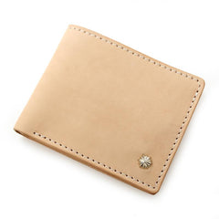 Handmade Mens Leather Beige billfold Small Wallet Cool Small Slim Bifold Wallets for Men - imessengerbags