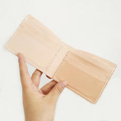 Handmade Mens Leather Beige billfold Small Wallet Cool Small Slim Bifold Wallets for Men - imessengerbags