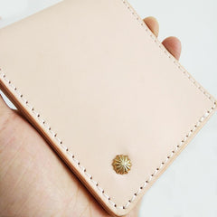 Handmade Mens Leather Beige billfold Small Wallet Cool Small Slim Bifold Wallets for Men - imessengerbags