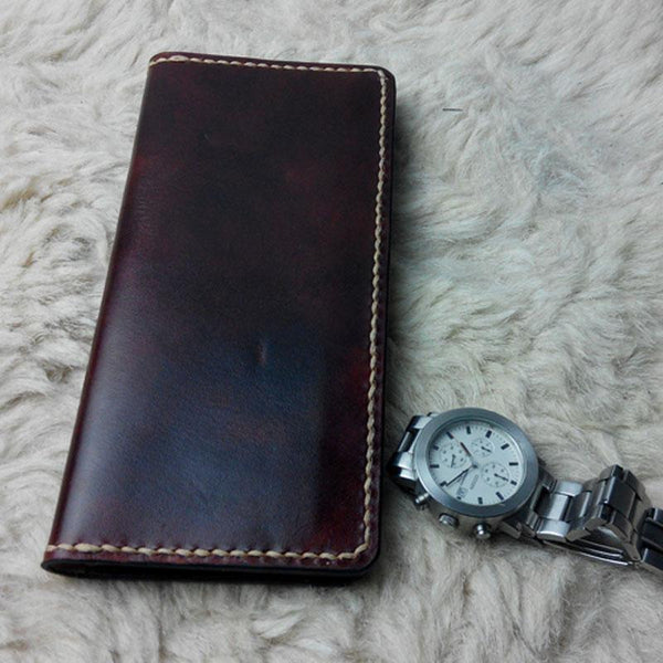 Vintage Leather Bifold Mens Long Wallet Leather Long Wallets for Men - imessengerbags