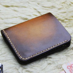 Vintage Leather Brown Mens Slim Small Wallet Leather Bifold Wallets for Men - imessengerbags