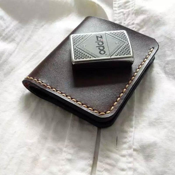 Vintage Leather Coffee Mens Small Wallet Leather Bifold Wallets for Men - imessengerbags