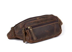 Vintage Leather Fanny Pack Mens Waist Bag Hip Pack Belt Bag Bumbag for Men