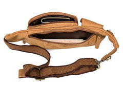 Vintage Leather Fanny Pack Mens Waist Bag Hip Pack Belt Bag Bumbag for Men - imessengerbags