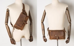Vintage Leather Fanny Pack Mens Waist Bag Hip Pack Belt Bag Bumbag for Men - imessengerbags