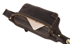 Vintage Leather Fanny Pack Mens Waist Bag Hip Pack Belt Bag Bumbag for Men - imessengerbags