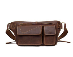 Vintage Leather Fanny Pack Mens Waist Bag Hip Pack Belt Bag Bumbag for Men - imessengerbags
