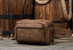 Vintage Leather Fanny Pack Mens Waist Bag Hip Pack Belt Bag Bumbag for Men - imessengerbags