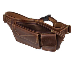 Vintage Leather Fanny Pack Mens Waist Bag Hip Pack Belt Bag Bumbag for Men - imessengerbags