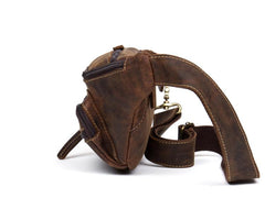 Side veiw of Men Leather Belt Bag Men Leather Waist Bag Mens Leather Fanny Pack Men Leather Bum Bag  