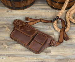 Vintage Leather Fanny Pack Mens Waist Bag Hip Pack Belt Bag Bumbag for Men - imessengerbags